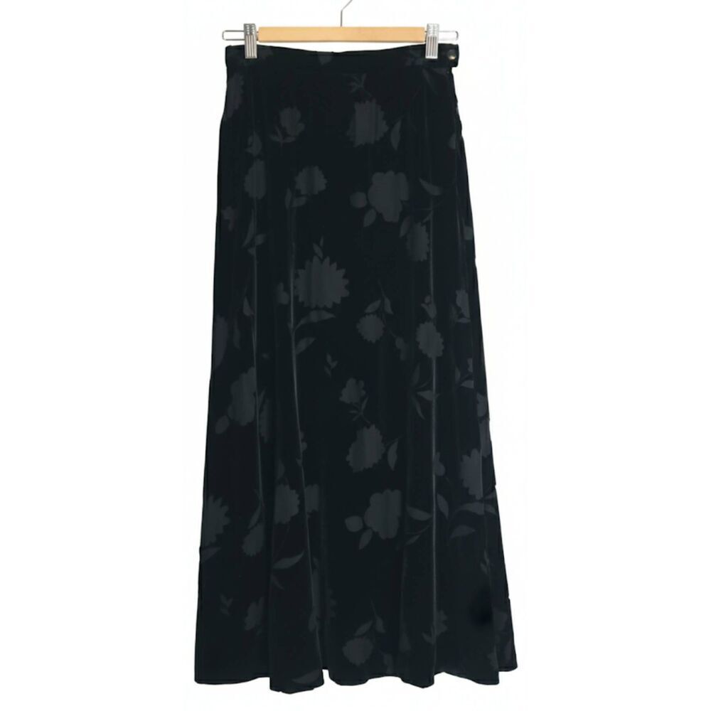 Jones New York Womens size 6 long maxi skirt velvet black silk whimsigoth y2k
